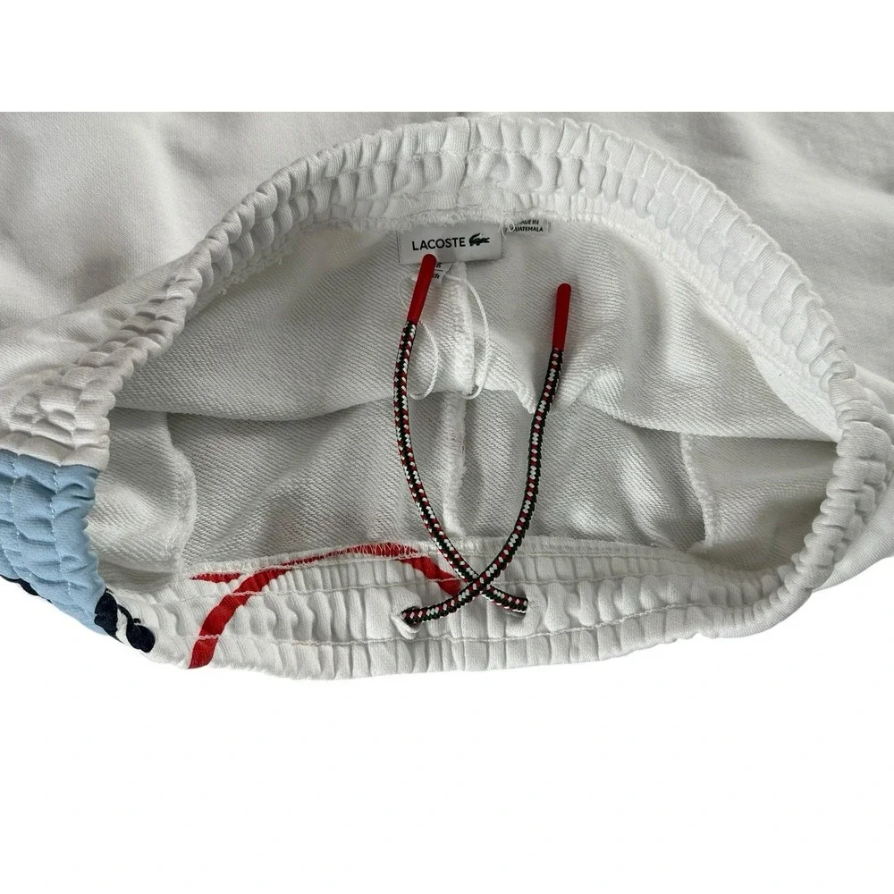 Lacoste‎ Jogger Track Pants Boys 16 Red White Side Logo Fleece Elastic Waist